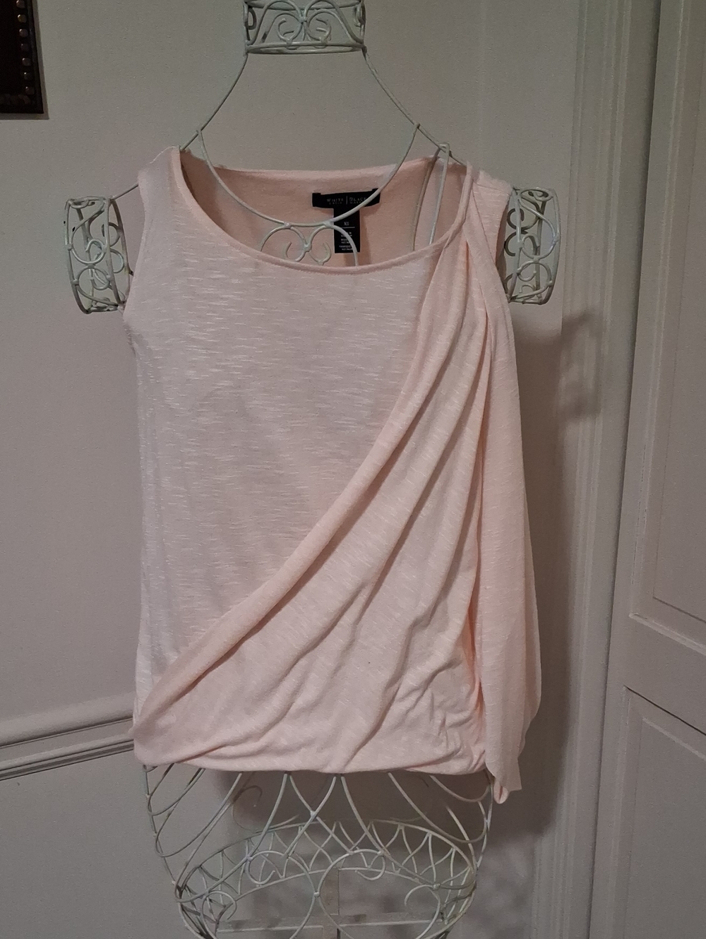White House Black Market Pale Pink Draped One-Shoulder Tank
